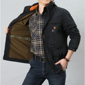 Men's Medium To Long Casual Outdoor Hooded Plus Size Jacket (Option: Black 1-XL)