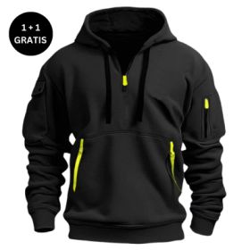 Dropped Shoulder Hooded Sweatshirt Men's Women's Plus Size Loose Pullover Fashion Sweatshirt (Option: Black-L-2pcs)