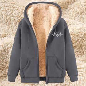 Men's Fleece Hoodie With Fleece Lining, Thick And Warm For Winter, Lamb Fleece For Autumn And Winter (Option: 22 Dark Gray-XL)