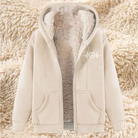 Men's Fleece Hoodie With Fleece Lining, Thick And Warm For Winter, Lamb Fleece For Autumn And Winter (Option: 21 Apricot-2XL)
