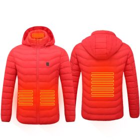 Winter Heated Jacket USB Electric Cotton Coat Zip-up Heater Thermal Clothing Heating Vest For Men (Option: Red Zone4-S)