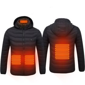 Winter Heated Jacket USB Electric Cotton Coat Zip-up Heater Thermal Clothing Heating Vest For Men (Option: Black Zone4-S)