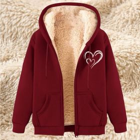 Sweater Men's Fleece-lined Thickened Men's Winter Lambskin (Option: 17 Wine Red-M)