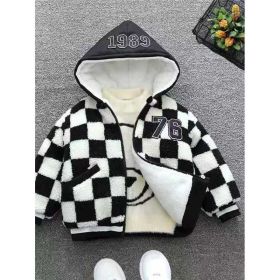 Versatile Fashion Trend Warm Jacket Clothing (Option: Black and white-2XL)