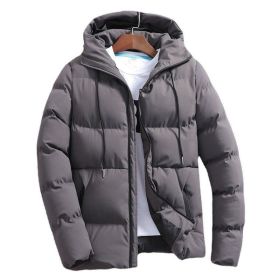 New Men's Pure Cotton Padded Jacket Hooded Coat (Option: Dark Grey-5XL)