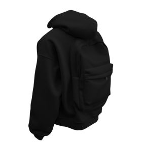 Backpack Men's Loose Sports And Leisure Hooded Zipper Sweatshirt (Option: Black-S)
