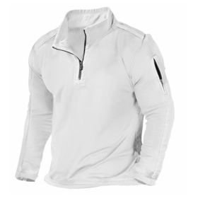 Men's Outdoor Zipper Pocket Long Sleeve Sweater (Option: White-S)