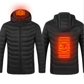 Winter Heated Jacket USB Electric Cotton Coat Zip-up Heater Thermal Clothing Heating Vest For Men (Option: Black Zone2-6XL)