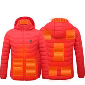 Winter Heated Jacket USB Electric Cotton Coat Zip-up Heater Thermal Clothing Heating Vest For Men (Option: Red Zone8-S)