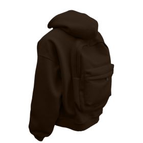 Backpack Men's Loose Sports And Leisure Hooded Zipper Sweatshirt (Option: Coffee-S)