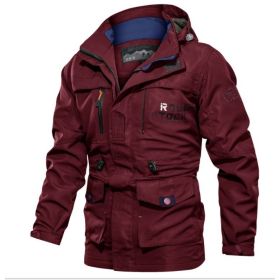 Men's Medium To Long Casual Outdoor Hooded Plus Size Jacket (Option: Red-4xl)
