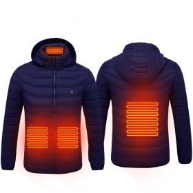Winter Heated Jacket USB Electric Cotton Coat Zip-up Heater Thermal Clothing Heating Vest For Men (Option: Blue Zone4-S)