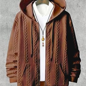 Men's Plus-sized Casual Hooded Sweater (Option: Caramel Color-1XL)