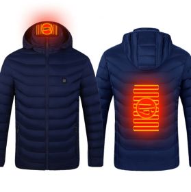 Winter Heated Jacket USB Electric Cotton Coat Zip-up Heater Thermal Clothing Heating Vest For Men (Option: Blue Zone2-S)