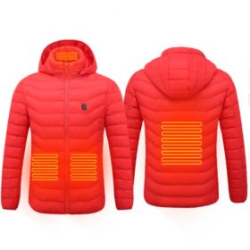 New Heated Jacket Coat USB Electric Jacket Cotton Coat Heater Thermal Clothing Heating Vest Men's Clothes Winter (Option: Red Zone4-S)