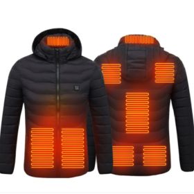 New Heated Jacket Coat USB Electric Jacket Cotton Coat Heater Thermal Clothing Heating Vest Men's Clothes Winter (Option: Black Zone8-S)