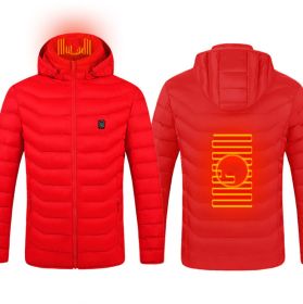 Winter Heated Jacket USB Electric Cotton Coat Zip-up Heater Thermal Clothing Heating Vest For Men (Option: Red Zone2-S)