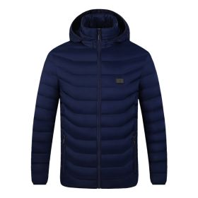 Winter Heated  Plus Size Jacket Electric Heated Clothing (Option: Zone 4single control blue-6XL)
