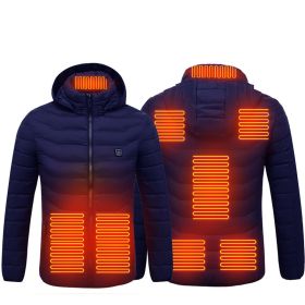 Winter Heated Jacket USB Electric Cotton Coat Zip-up Heater Thermal Clothing Heating Vest For Men (Option: Blue Zone8-5XL)