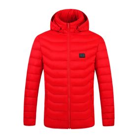 Winter Heated  Plus Size Jacket Electric Heated Clothing (Option: Zone 9single control red-S)