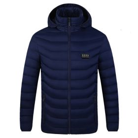 Winter Heated  Plus Size Jacket Electric Heated Clothing (Option: Zone 9single control blu-4XL)
