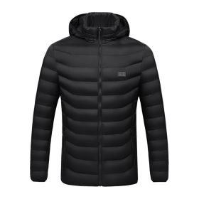 Winter Heated  Plus Size Jacket Electric Heated Clothing (Option: Zone 4single control black-4XL)