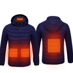 New Heated Jacket Coat USB Electric Jacket Cotton Coat Heater Thermal Clothing Heating Vest Men's Clothes Winter (Option: Blue Zone4-S)