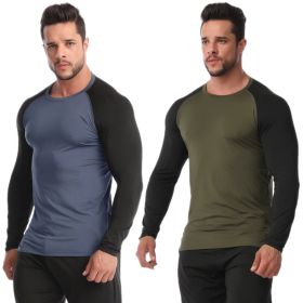 Fitness Clothes Men's High Elastic Breathability PRO Quick-drying (Option: Green and black-2XL-2pcs)