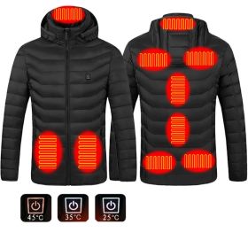 Winter Heated Jacket USB Electric Cotton Coat Zip-up Heater Thermal Clothing Heating Vest For Men (Option: Black Zone9-6XL)