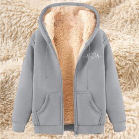 Men's Fleece Hoodie With Fleece Lining, Thick And Warm For Winter, Lamb Fleece For Autumn And Winter (Option: 21 Light Gray-M)