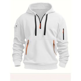 Dropped Shoulder Hooded Sweatshirt Men's Women's Plus Size Loose Pullover Fashion Sweatshirt (Option: White-M-2pcs)