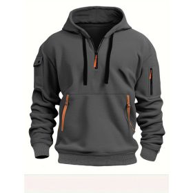 Dropped Shoulder Hooded Sweatshirt Men's Women's Plus Size Loose Pullover Fashion Sweatshirt (Option: Dark Gray-5XL-1pcs)