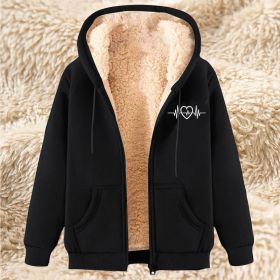 Men's Fleece Hoodie With Fleece Lining, Thick And Warm For Winter, Lamb Fleece For Autumn And Winter (Option: 21 Black-4XL)
