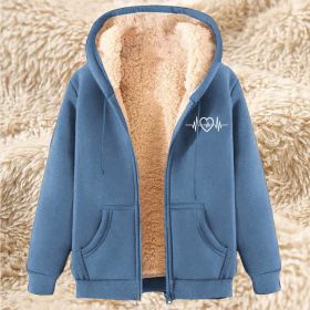 Men's Fleece Hoodie With Fleece Lining, Thick And Warm For Winter, Lamb Fleece For Autumn And Winter (Option: 21 Light Blue-4XL)