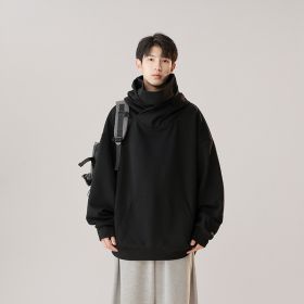 Hooded Turtleneck Sweater Men's Autumn Winter Couple Workwear Mechanical Style (Option: Matte Black-L)