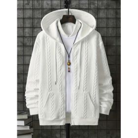 Men's Plus-sized Casual Hooded Sweater (Option: White-2XL)