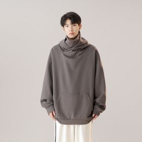 Hooded Turtleneck Sweater Men's Autumn Winter Couple Workwear Mechanical Style (Option: God Gray-L)
