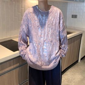 Early Spring Design Hollow Loose Thin Sweater (Option: Purple-L)