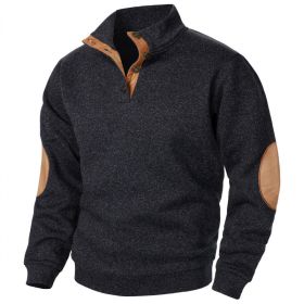 Men's Stand Collar Knitted Joint Stitching Casual Jacquard Cardigan Sweater (Option: Black-M)