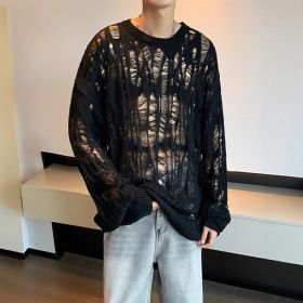 Early Spring Design Hollow Loose Thin Sweater (Option: Black-L)