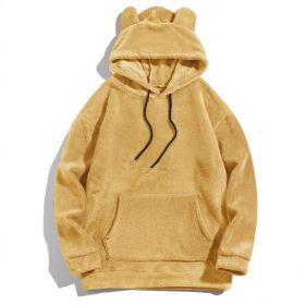 Men's Casual Cool Fashion Sweater Coral Fleece Jacket (Option: Beige-L)