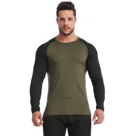Fitness Clothes Men's High Elastic Breathability PRO Quick-drying (Option: Army Green Black-M-1pcs)