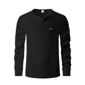 Waffle Buckle Quick-drying Raglan Henry Long Sleeve (Option: Black-L)