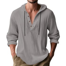 Hooded Casual Loose-fitting T-shirt Sweater For Men (Option: Gray-L)