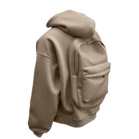 Backpack Men's Loose Sports And Leisure Hooded Zipper Sweatshirt (Option: Khaki-L)