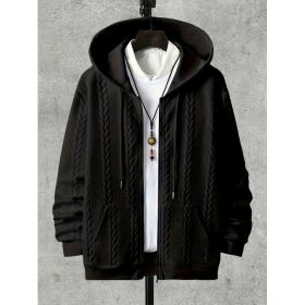 Men's Plus-sized Casual Hooded Sweater (Option: Black-3XL)